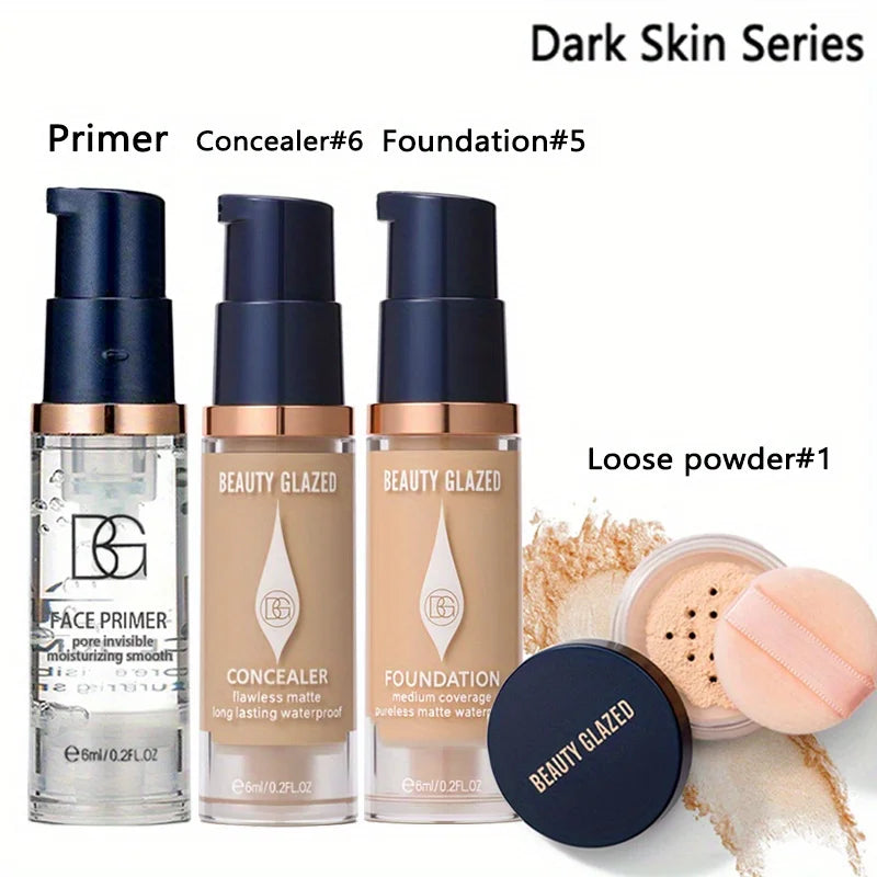 Base Líquida Profissional Beauty Glazed – Alta Cobertura e Efeito Natural Duradouro