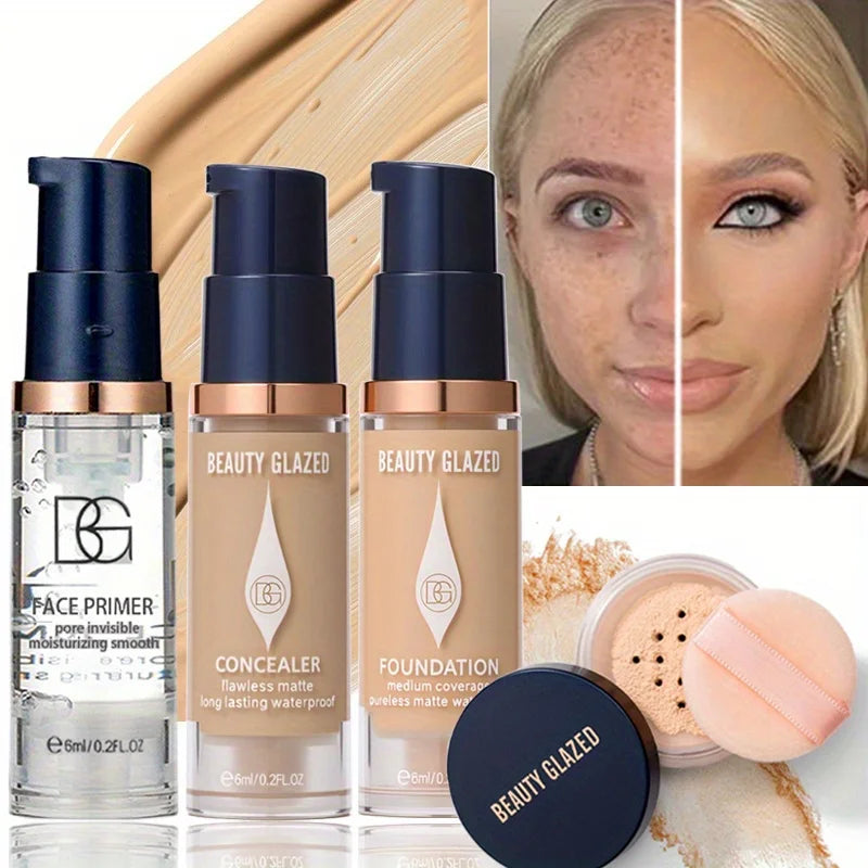 Base Líquida Profissional Beauty Glazed – Alta Cobertura e Efeito Natural Duradouro